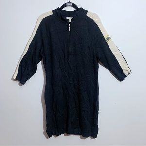 St John Sport Marie Gray Wool Sweater Dress L Quarter Zip Logo Knit Tunic